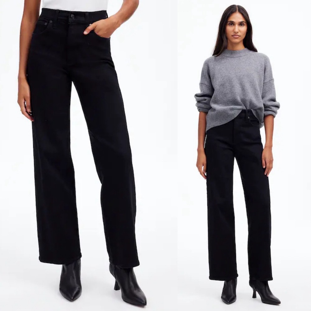 Madewell The Petite‎ Perfect Vintage Wide-Leg Jean in black rinse Size 31P
